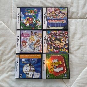 Lot of 6 Nintendo DS Game Cases + Booklets ~ Disney Mario 64 Cooking Mama